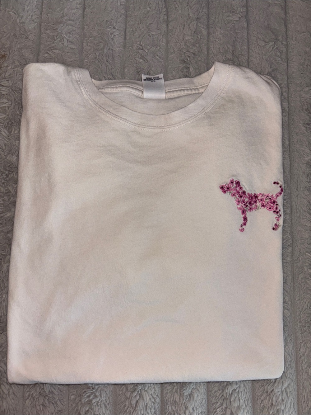 PINK Victoria’s Secret  Light Yellow Tee with Pink Floral Dog Embroidery SizeS